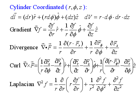 cylindrical coordinates formula